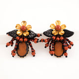 Black brown rust earrings