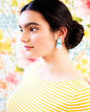 Vintage style turquoise and white statement stud earrings