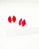 Red stud earrings | small fan stud earrings