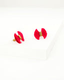 Red stud earrings | small fan stud earrings