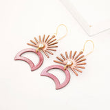 Pink peach sun moon statement earrings