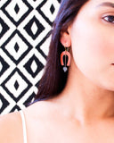 Burnt Orange gray arch drop earrings | Enamel earrings