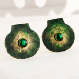 Earrings with green stone