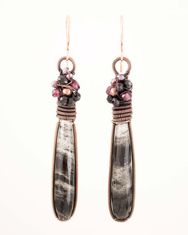 Black quartz drop earrings