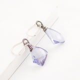 Dusty blue quartz earrings with silver wire wrapping