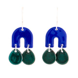 Blue green dangle drop earrings