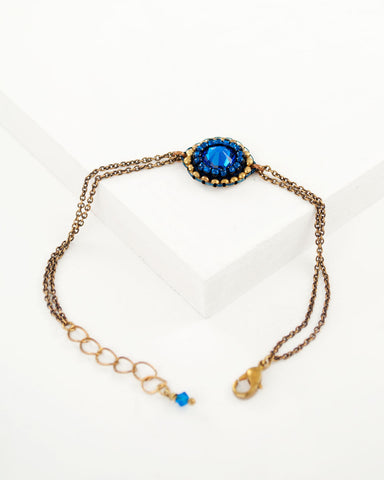 Blue swarovski beaded bracelet | dainty bracelet