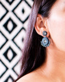 Sparkly grey beaded statement earrings