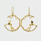 Gold earrings | Hummingbird earrings | Unique earrings