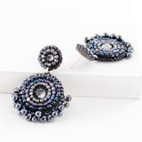 Sparkly grey beaded statement earrings