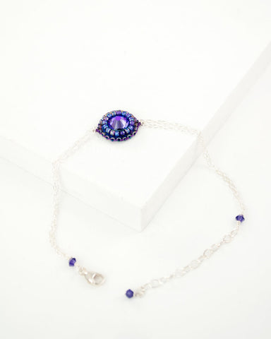 Dainty purple gray silver chain bracelet