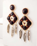 Tribal inspired bone and horn bead statement earrings