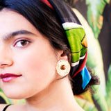 Antique brass big circle clip on statement earrings