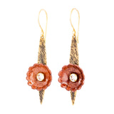 Orange flower dangle earrings
