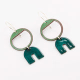 Simple forest green earrings