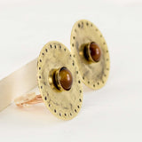 Antique brass big circle clip on statement earrings