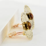 Antique brass big circle clip on statement earrings