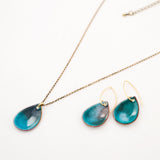 Turquoise teal enamel teardrop earrings | Unique handmade dangles