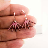 Pink fan shaped dainty casual earrings