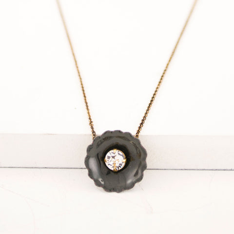 Dark gray flower necklace