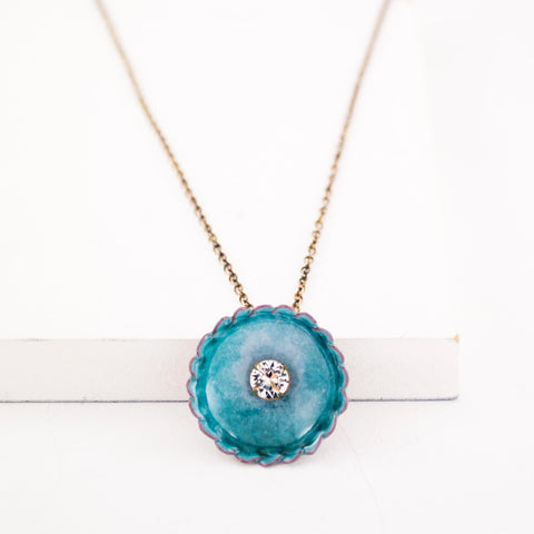 Circle necklace with clear crystal