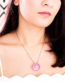 Pink enamel flower pendant | Vintage inspired necklace