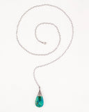 Chrysocolla pendant necklace with silver wire wrapping & chain