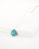 Dainty hand beaded turquoise Swarovski boho-chic pendant necklace
