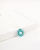 Dainty hand beaded turquoise Swarovski boho-chic pendant necklace