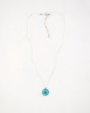 Dainty hand beaded turquoise Swarovski boho-chic pendant necklace