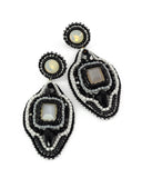 Black gray statement dangle earrings - Exquistry - 2