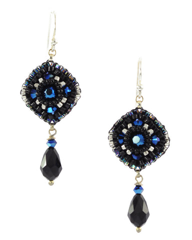 Black, blue dangle earrings - Exquistry - 1