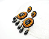 Black mustard yellow statement earrings - Exquistry - 2
