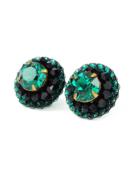 Emerald Green Black Stud Earrings