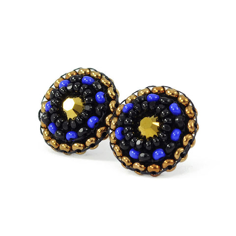 Cobalt blue black stud earrings