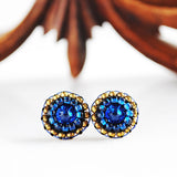 Indigo blue gold tiny stud earrings - Exquistry