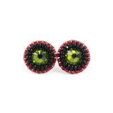 Olive, black, red stud earrings - Exquistry - 2