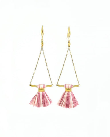 Blush pink earrings | tassel earrings | gold brass earrings