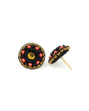 Gold black coral stud earrings - Exquistry - 3