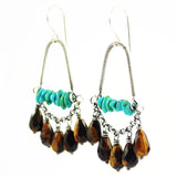 Turquoise earrings | brown earrings | silver statement earrings