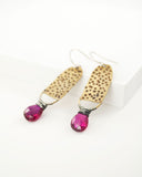 Brass and silver dangles with pink corundum quartz