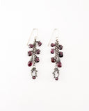 Plum garnet earrings | Silver chain dangle earrings