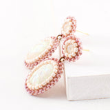 Dainty white opal drop earrings | Vintage style