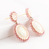 Dainty white opal drop earrings | Vintage style