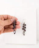 Plum garnet earrings | Silver chain dangle earrings