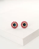 Small blue, vintage rose pink stud earrings