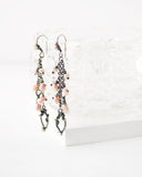 Silver chain dangle earrings with blush pink quartz