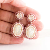 Dainty white opal drop earrings | Vintage style