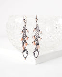 Silver chain dangle earrings with blush pink quartz