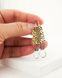 Brass and silver dangles with pink corundum quartz
